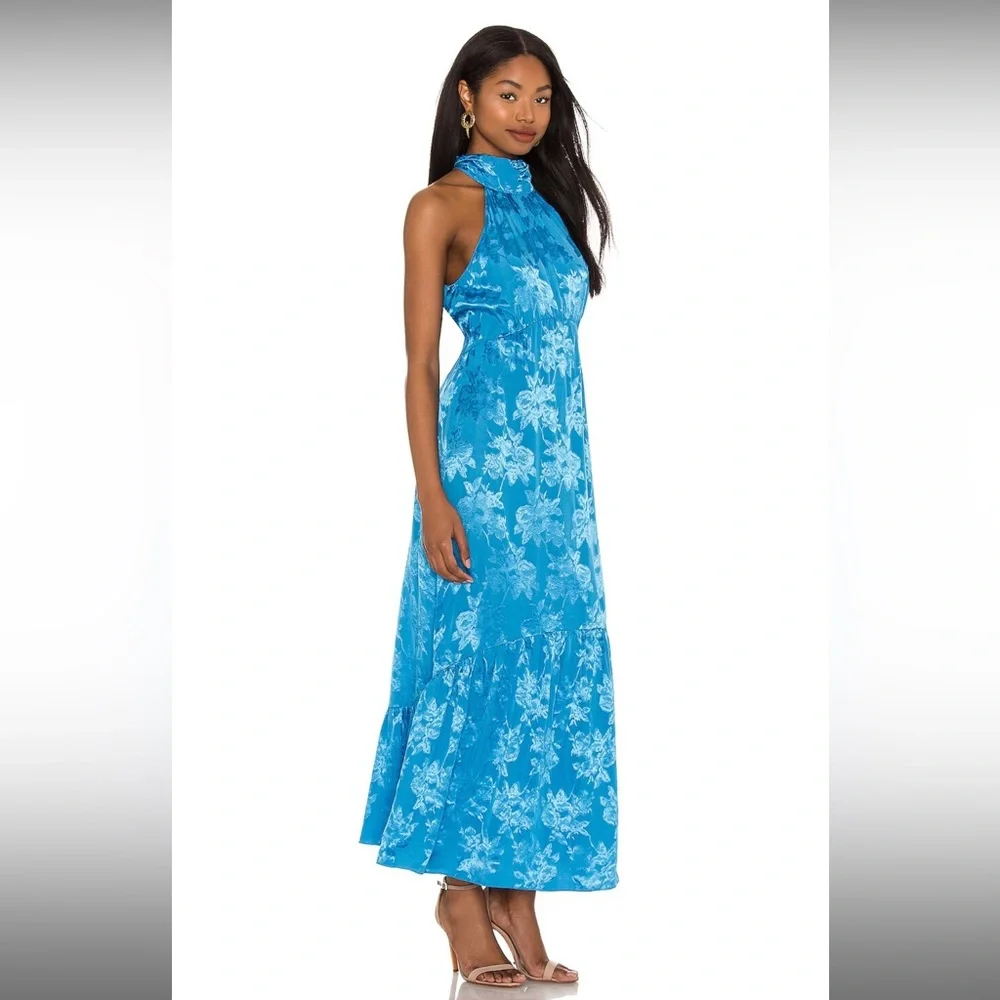 *Last Chance* Saylor Corinna Floral Halter Maxi Dress Mykonos Blue Cerulean 🤍 - Picture 7 of 7